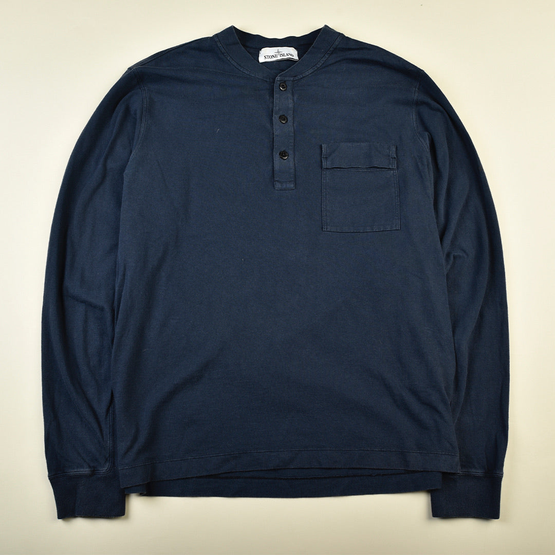 T-SHIRT PLAIN POCKET BLU  - L