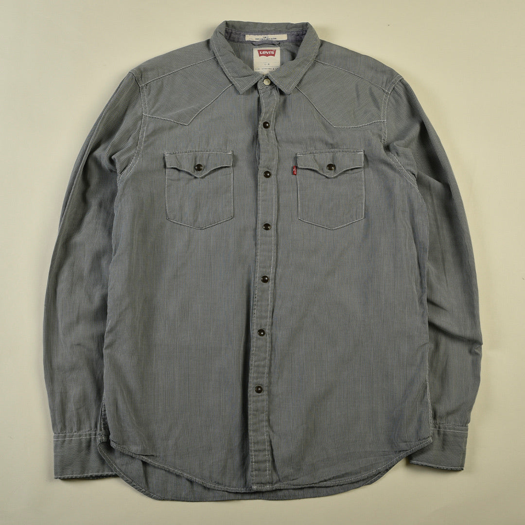 CAMICIA JEANS WESTERN GRIGIA - L