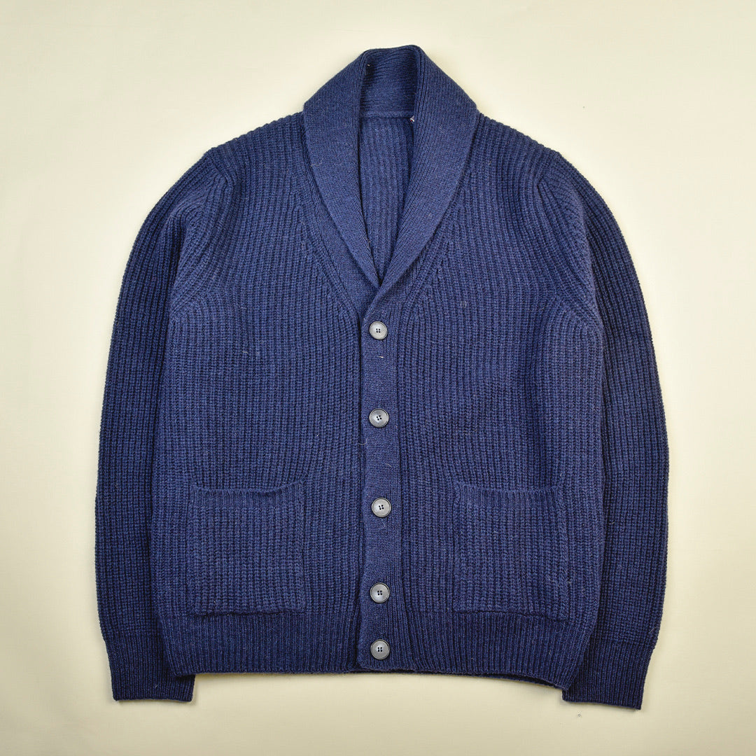 CARDIGAN SCIALLATO LANA VERGINE BLU