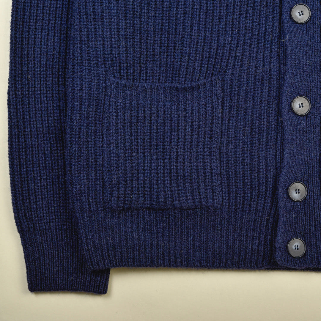 CARDIGAN SCIALLATO LANA VERGINE BLU