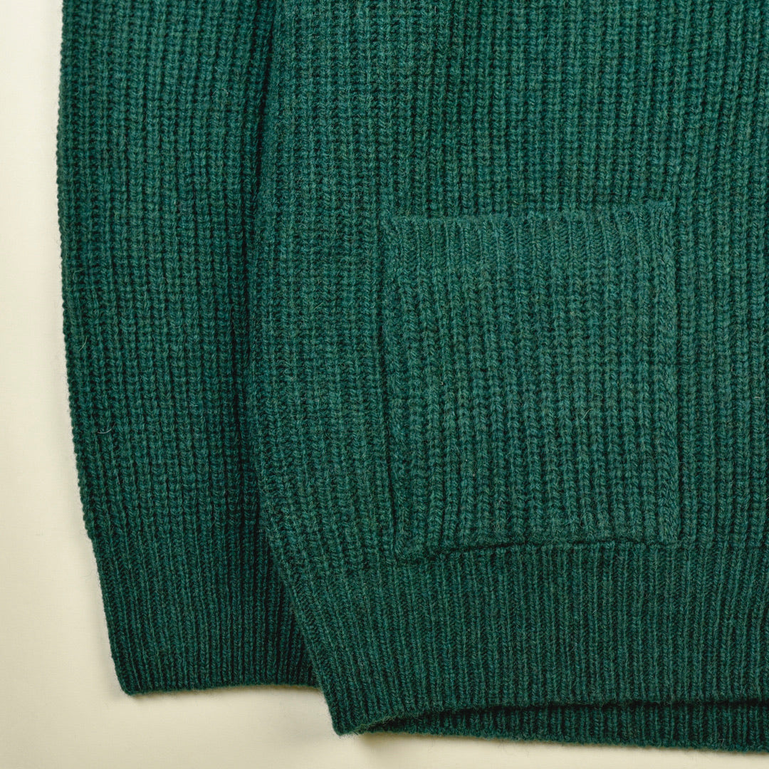 CARDIGAN SCIALLATO LANA VERGINE VERDE