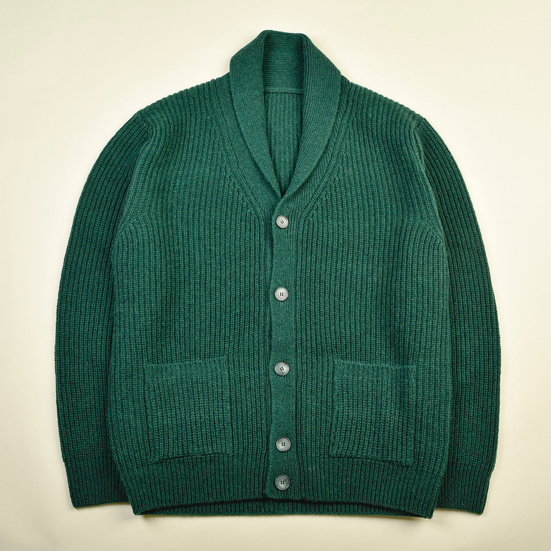 CARDIGAN SCIALLATO LANA VERGINE VERDE