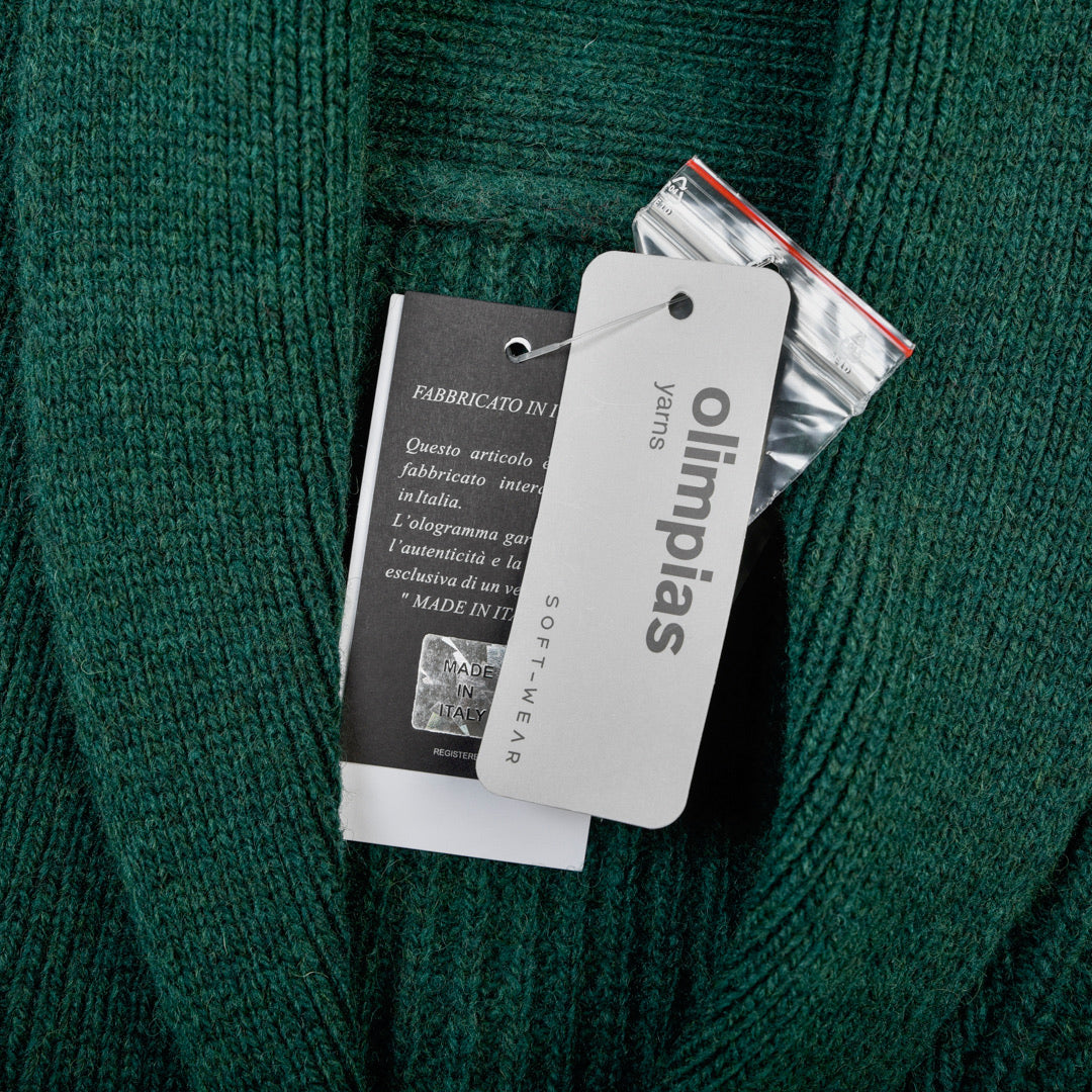 CARDIGAN SCIALLATO LANA VERGINE VERDE