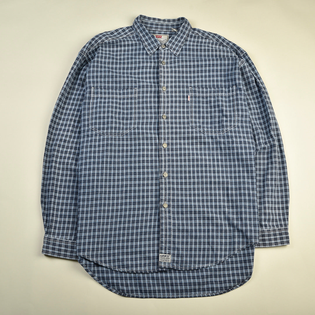 CAMICIA JEANS CHECKERED BLU - XL